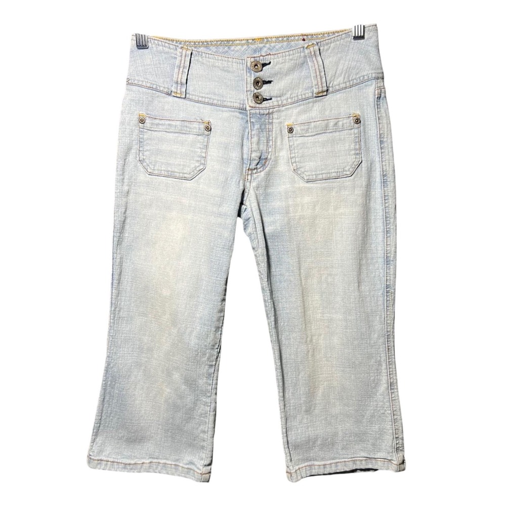 Bongo Vintage Y2K‎ Light Wash Capri Low Rise Jeans Flap Pocket Size 7 Cropped